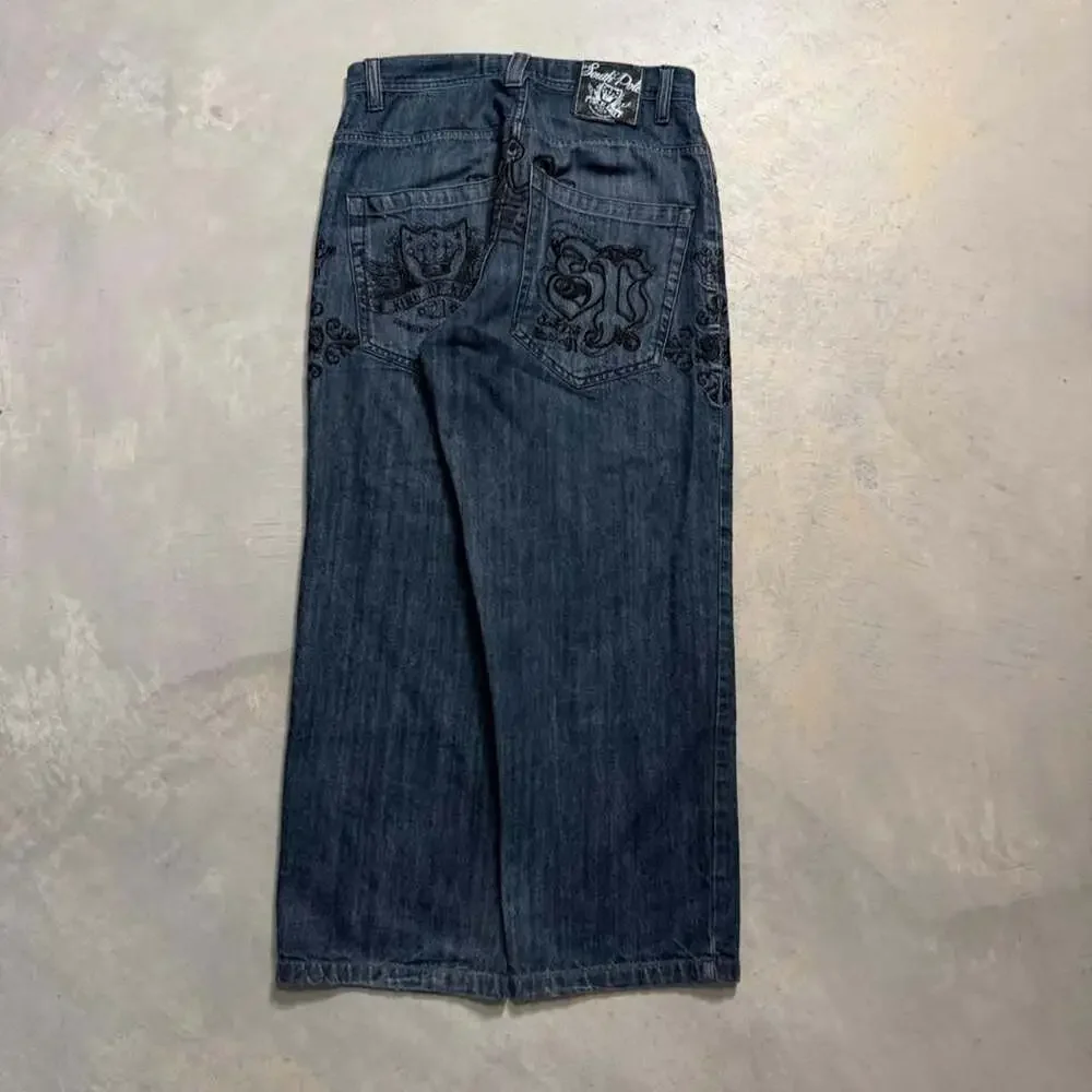 Southpole King of Kings Embroidered Baggy Denim Jeans 32x30